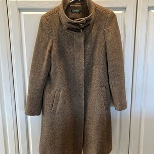 Lauren by Ralph Lauren woman’s tweed brown wool blend coat great condition,lined